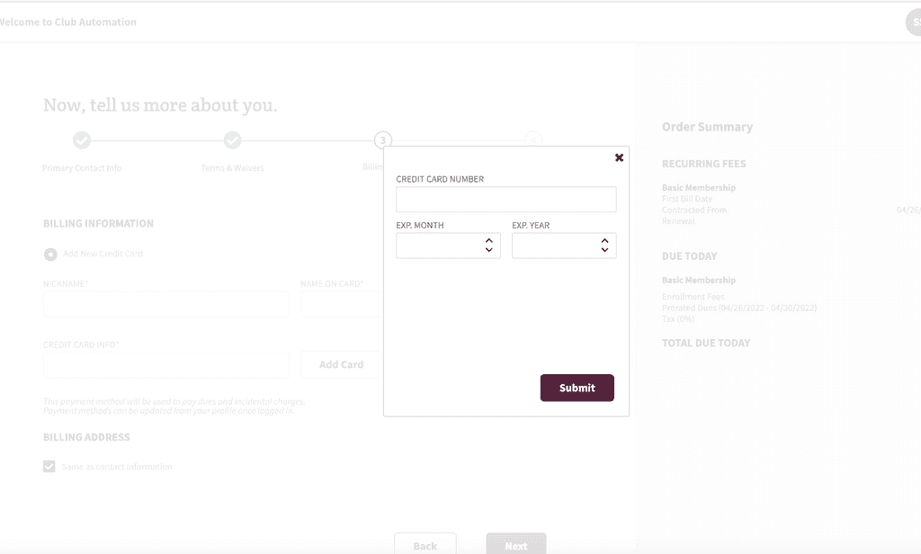 credit card iframe